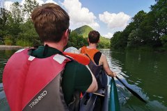 kids take uncles M&M paddling on Sava